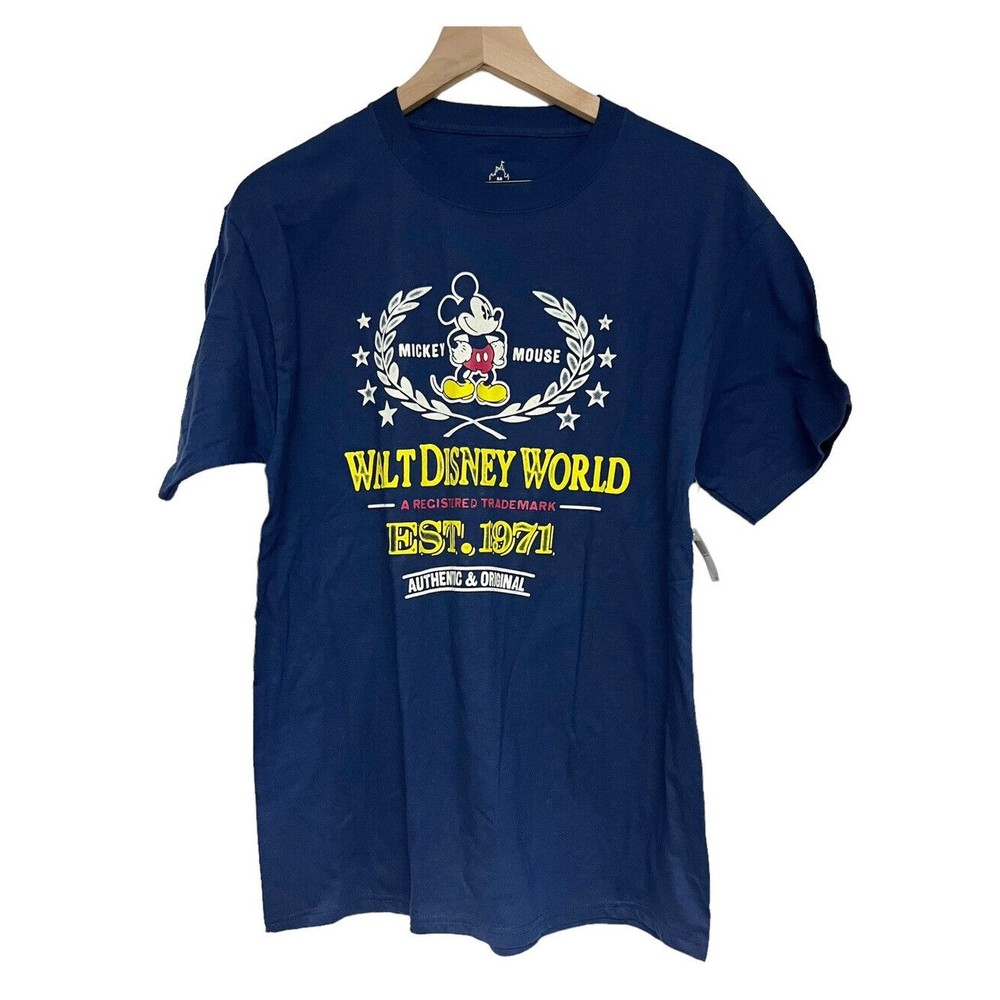 Walt Disney World Navy Blue Graphic Tee Adult Size Medium Short Sleeve NWT